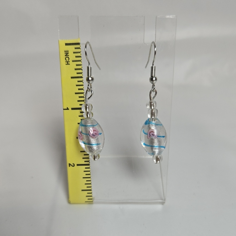 #199/200- Chic Silver and Blue Glass Bead Earrings